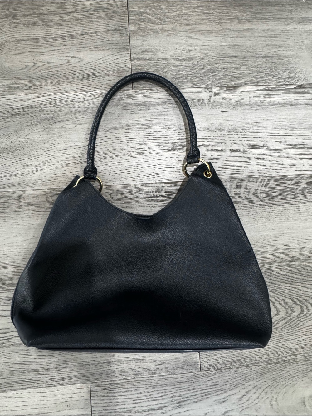 Neiman Marcus Black Pebbled Leather Bag with Braided Strap